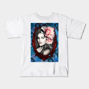 Beautiful Girl WITH ROSES in the Frame digital Art Fine ARTWORK Kids T-Shirt